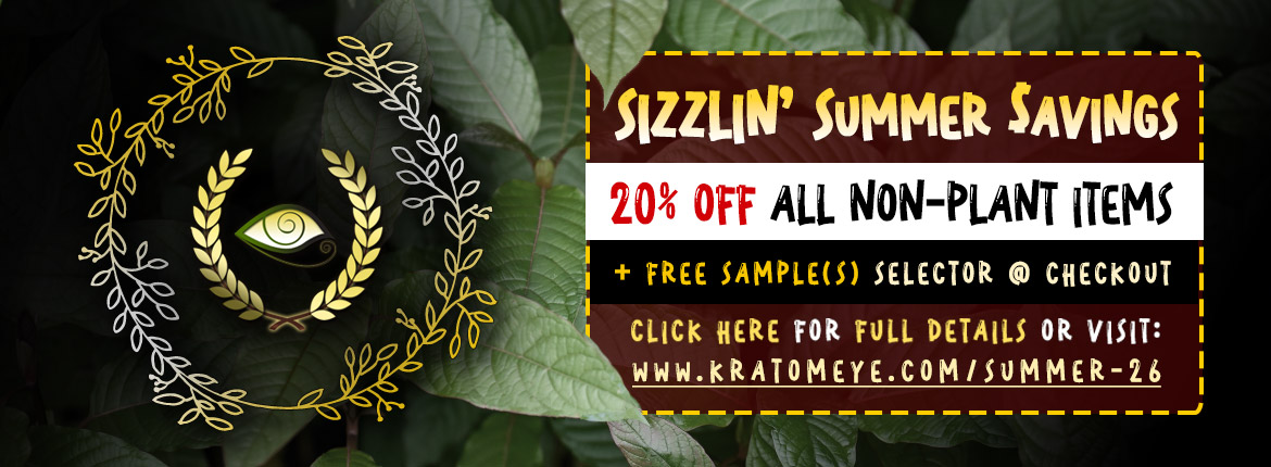 20% OFF All Summer: All Non-Plant Items - Coupon for Kratom, Alternatives, CBD / THC & More | 2026