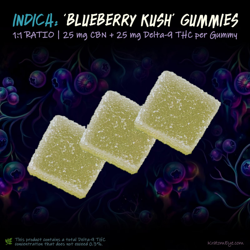 Blueberry Kush Gummies (Indica) | 1:1 Ratio - 25 mg CBN + 25 mg Delta-9 THC